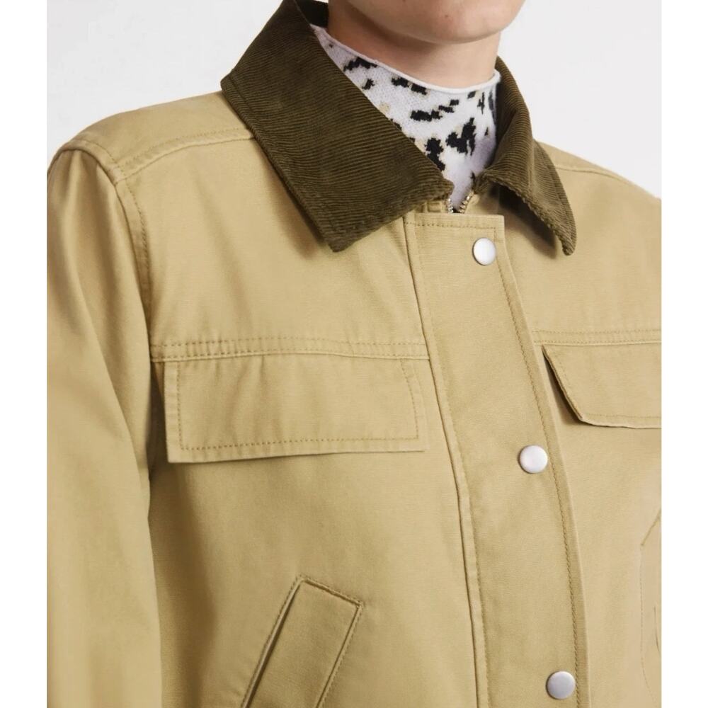 Scoop Barn Field Jacket Classic Tan Chore Zip Snap Brown Corduroy Collar Large - Picture 2 of 13